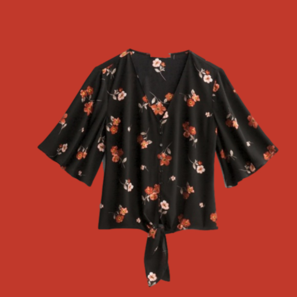 Lush Krisantha Tie Front Blouse - 3x.